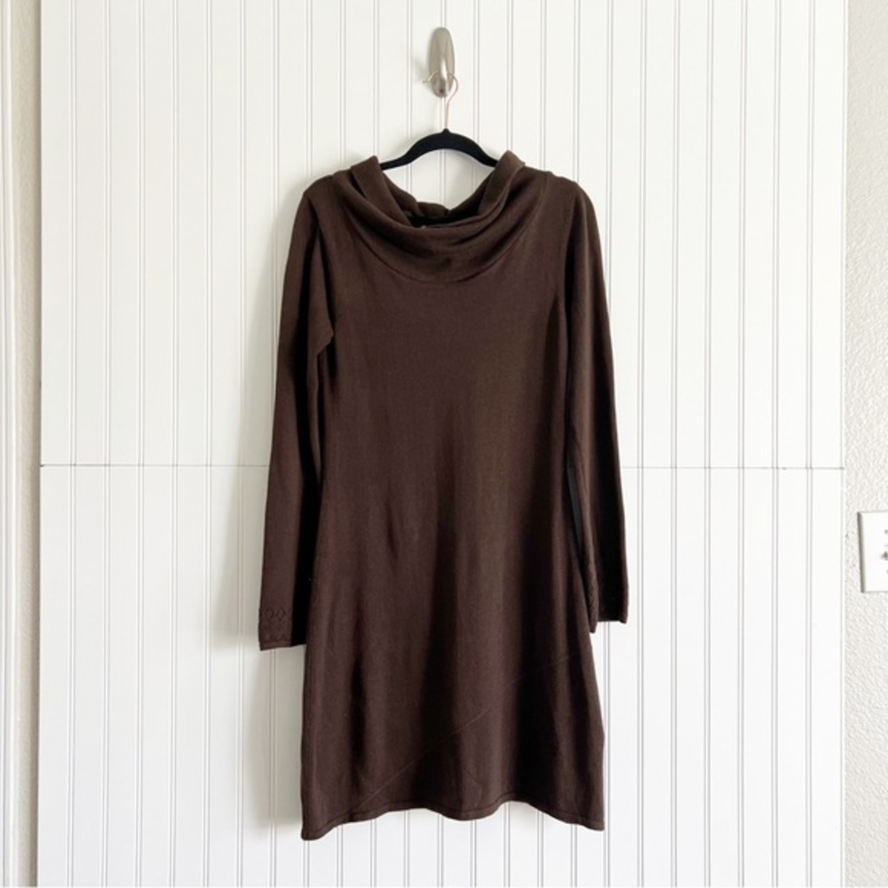 Prana Size Medium Brown Kaya Sweater Dress Organic Cotton Wool Blend